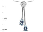 Star K Double Drop Pear Shape Ball Bar Genuine Aquamarine Pendant Necklace