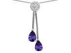 Star K Double Drop Pear Shape Ball Bar Genuine Iolite Pendant Necklace