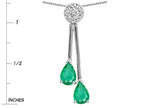 Star K Double Drop Pear Shape Ball Bar Genuine Emerald Pendant Necklace
