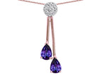 Star K Double Drop Pear Shape Ball Bar Genuine Iolite Pendant Necklace