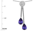 Star K Double Drop Pear Shape Ball Bar Genuine Iolite Pendant Necklace