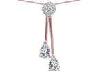 Star K Double Drop Pear Shape Ball Bar Genuine White Topaz Pendant Necklace