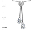 Star K Double Drop Pear Shape Ball Bar Genuine White Topaz Pendant Necklace