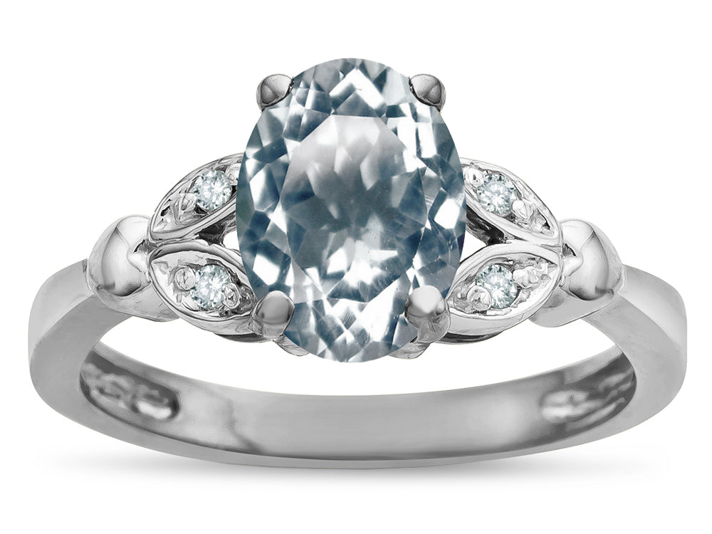Star K  Oval 8x6 Genuine Aquamarine Marquee Design Engagement Promise Ring