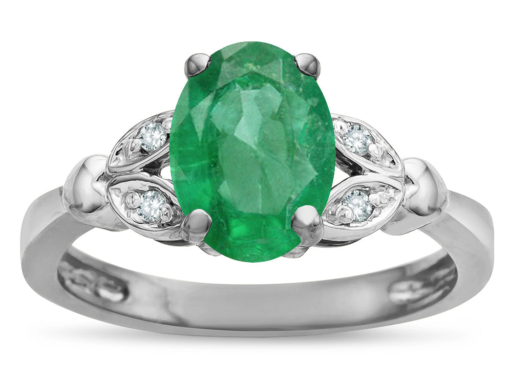 Star K  Oval 8x6 Genuine Emerald Marquee Design Engagement Promise Ring