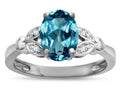 Star K  Oval 8x6 Genuine Blue Topaz Marquee Design Engagement Promise Ring