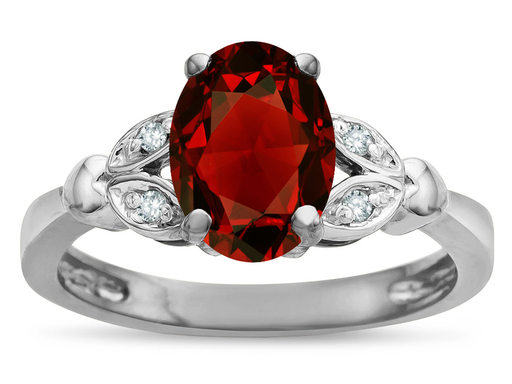 Star K  Oval 8x6 Genuine Garnet Marquee Design Engagement Promise Ring