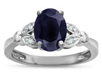 Star K  Oval 8x6 Genuine Black Sapphire Marquee Design Engagement Promise Ring