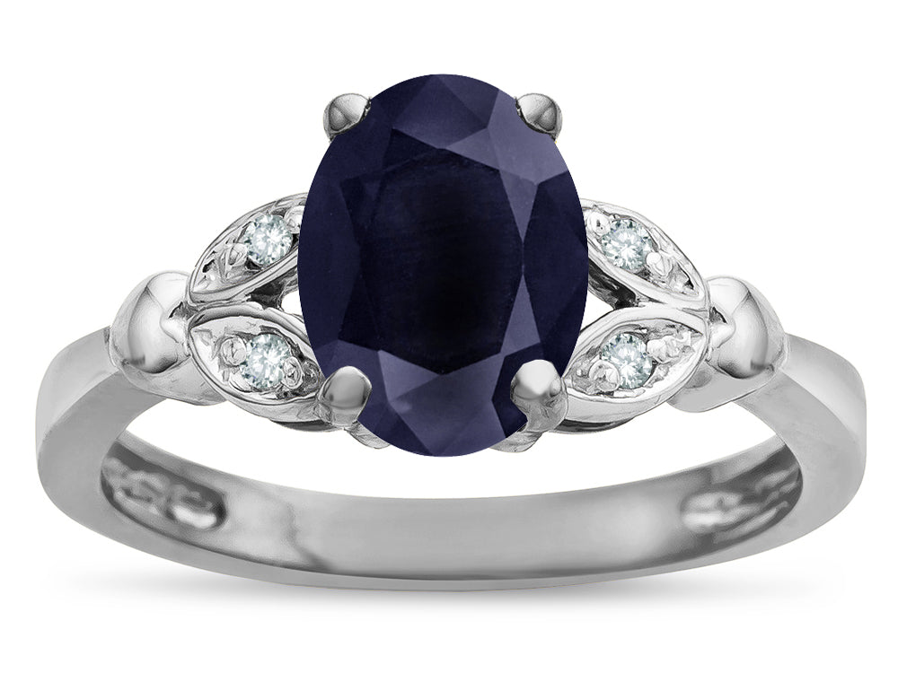 Star K  Oval 8x6 Genuine Black Sapphire Marquee Design Engagement Promise Ring