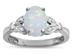 Star K  Oval 8x6 Genuine Opal Marquee Design Engagement Promise Ring