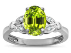 Star K  Oval 8x6 Genuine Peridot Marquee Design Engagement Promise Ring