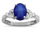 Star K  Oval 8x6 Created Star Sapphire Marquee Design Engagement Promise Ring