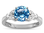 Star K  Round 7mm Genuine Blue Topaz Marquee Design Promise Engagement Ring