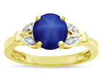 Star K  Round 7mm Created Star Sapphire Marquee Design Promise Engagement Ring
