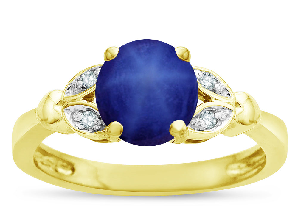 Star K  Round 7mm Created Star Sapphire Marquee Design Promise Engagement Ring