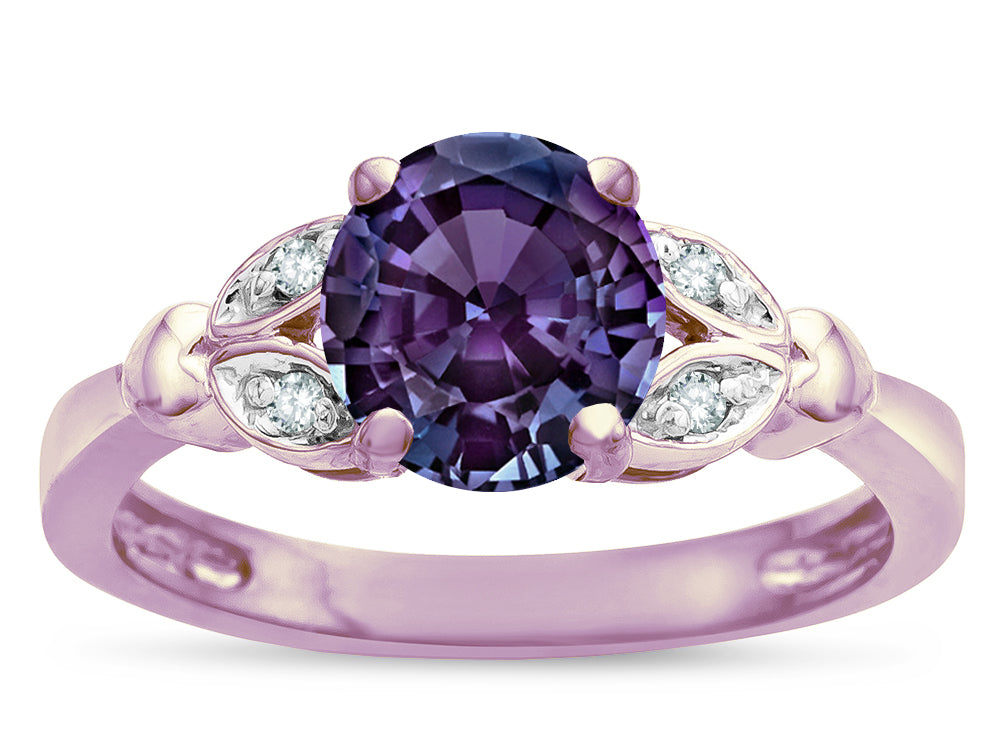 Star K ™ Round 7mm Simulated Alexandrite Marquee Design Promise Engagement Ring
