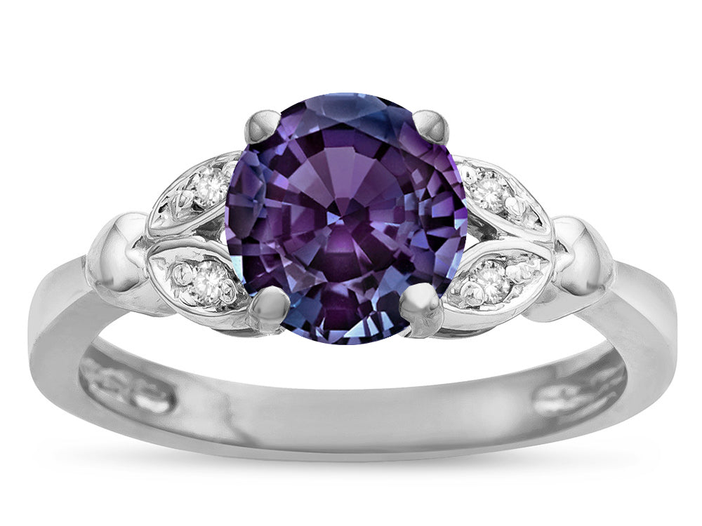 Star K ™ Round 7mm Simulated Alexandrite Marquee Design Promise Engagement Ring