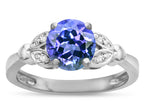Star K  Round 7mm Simulated Tanzanite Marquee Design Promise Engagement Ring