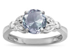 Star K  Round 7mm Genuine Aquamarine Marquee Design Promise Engagement Ring