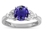 Star K  Round 7mm Genuine Iolite Marquee Design Promise Engagement Ring