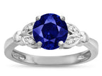Star K  Round 7mm Created Sapphire Marquee Design Promise Engagement Ring