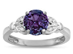Star K  Round 7mm Simulated Alexandrite Marquee Design Promise Engagement Ring