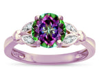 Star K ™ Round 7mm Rainbow Mystic Topaz Marquee Design Promise Engagement Ring