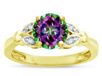 Star K ™ Round 7mm Rainbow Mystic Topaz Marquee Design Promise Engagement Ring