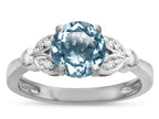 Star K  Round 7mm Genuine Sky Blue Topaz Marquee Design Promise Engagement Ring