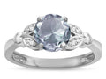 Star K  Round 7mm Genuine Aquamarine Marquee Design Promise Engagement Ring