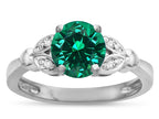 Star K  Round 7mm Simulated Emerald Marquee Design Promise Engagement Ring