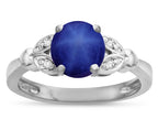 Star K  Round 7mm Created Star Sapphire Marquee Design Promise Engagement Ring