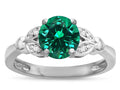 Star K  Round 7mm Simulated Emerald Marquee Design Promise Engagement Ring