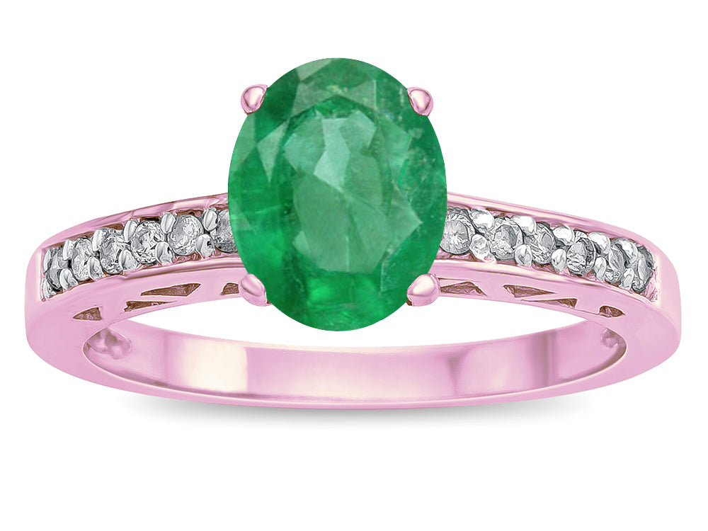 Star K ™ Oval 8x6 Genuine Emerald Channel Set Engagement Promise Ring