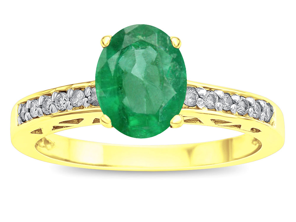 Star K ™ Oval 8x6 Genuine Emerald Channel Set Engagement Promise Ring