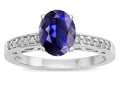 Star K  Oval 8x6 Genuine Iolite Channel Set Engagement Promise Ring
