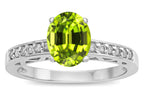 Star K ™ Oval 8x6 Genuine Peridot Channel Set Engagement Promise Ring