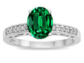 Star K  Oval 8x6 Simulated Emerald Channel Set Engagement Promise Ring