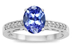 Star K  Oval 8x6 Genuine Tanzanite Channel Set Engagement Promise Ring