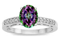 Star K ™ Oval 8x6 Rainbow Mystic Topaz Channel Set Engagement Promise Ring