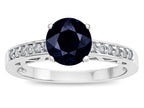 Star K  Round 7mm Genuine Black Sapphire Channel Set Engagement Promise Ring