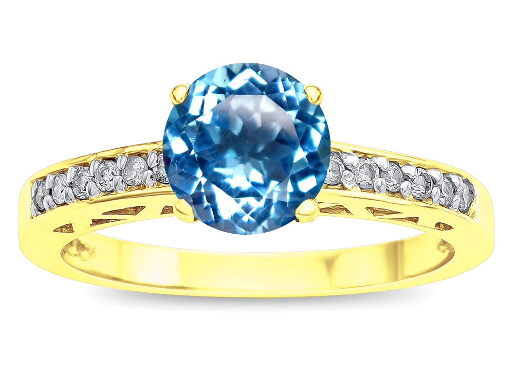 Star K ™ Round 7mm Genuine Blue Topaz Channel Set Engagement Promise Ring