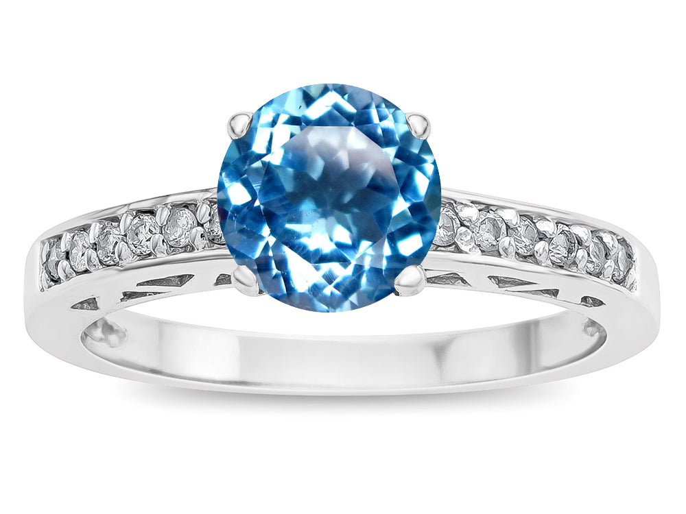 Star K ™ Round 7mm Genuine Blue Topaz Channel Set Engagement Promise Ring