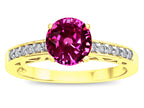 Star K  Round 7mm Simulated Pink Tourmaline Channel Set Engagement Promise Ring