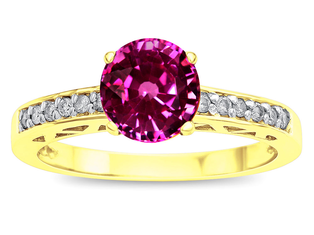 Star K  Round 7mm Simulated Pink Tourmaline Channel Set Engagement Promise Ring