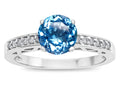 Star K  Round 7mm Genuine Blue Topaz Channel Set Engagement Promise Ring