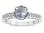 Star K  Round 7mm Genuine Aquamarine Channel Set Engagement Promise Ring