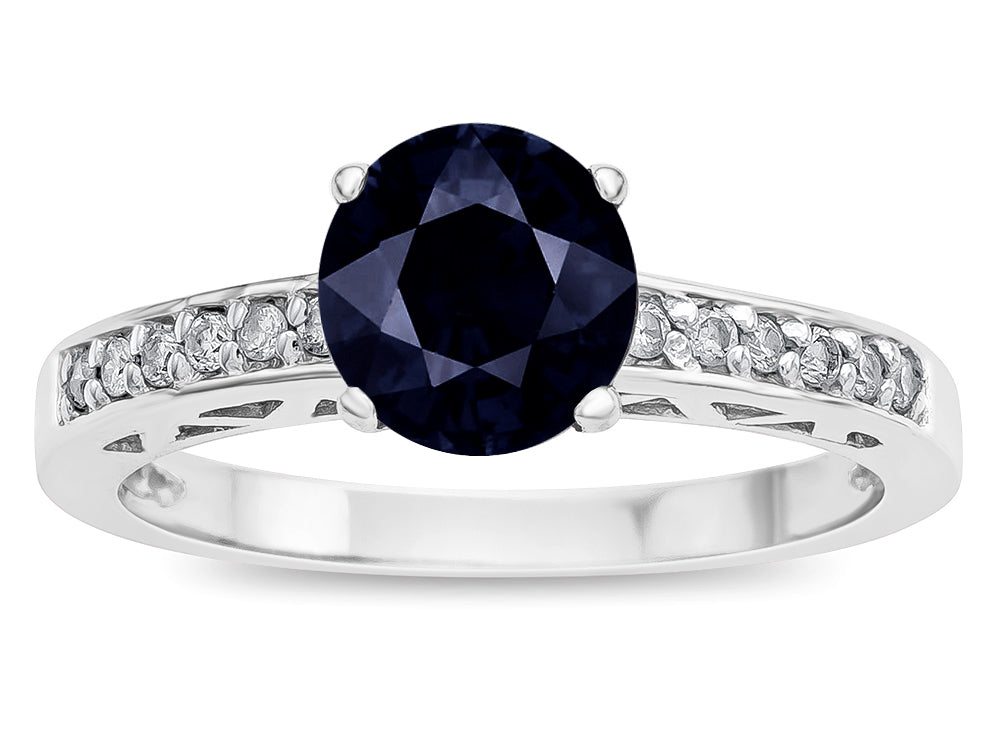 Star K ™ Round 7mm Genuine Black Sapphire Channel Set Engagement Promise Ring