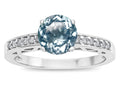 Star K  Round 7mm Genuine Sky Blue Topaz Channel Set Engagement Promise Ring