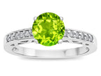 Star K  Round 7mm Genuine Peridot Channel Set Engagement Promise Ring